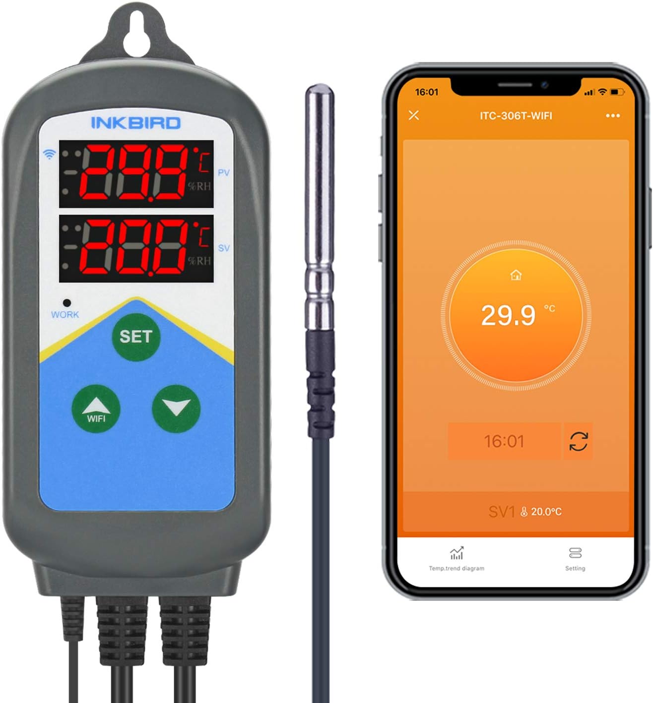 Inkbird WIFI Thermostat Dual Heating Temperature Controller with Day