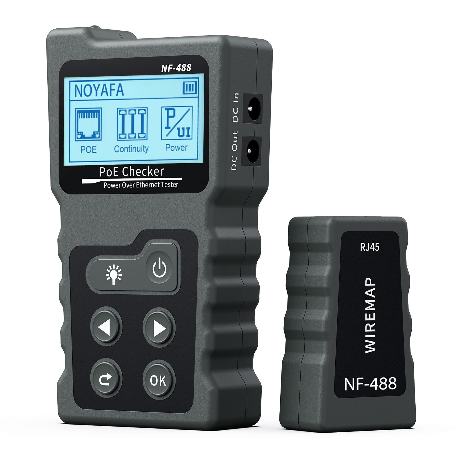 Noyafa PoE Checker Inline PoE Voltage and Current Tester with Cable tester NF-488