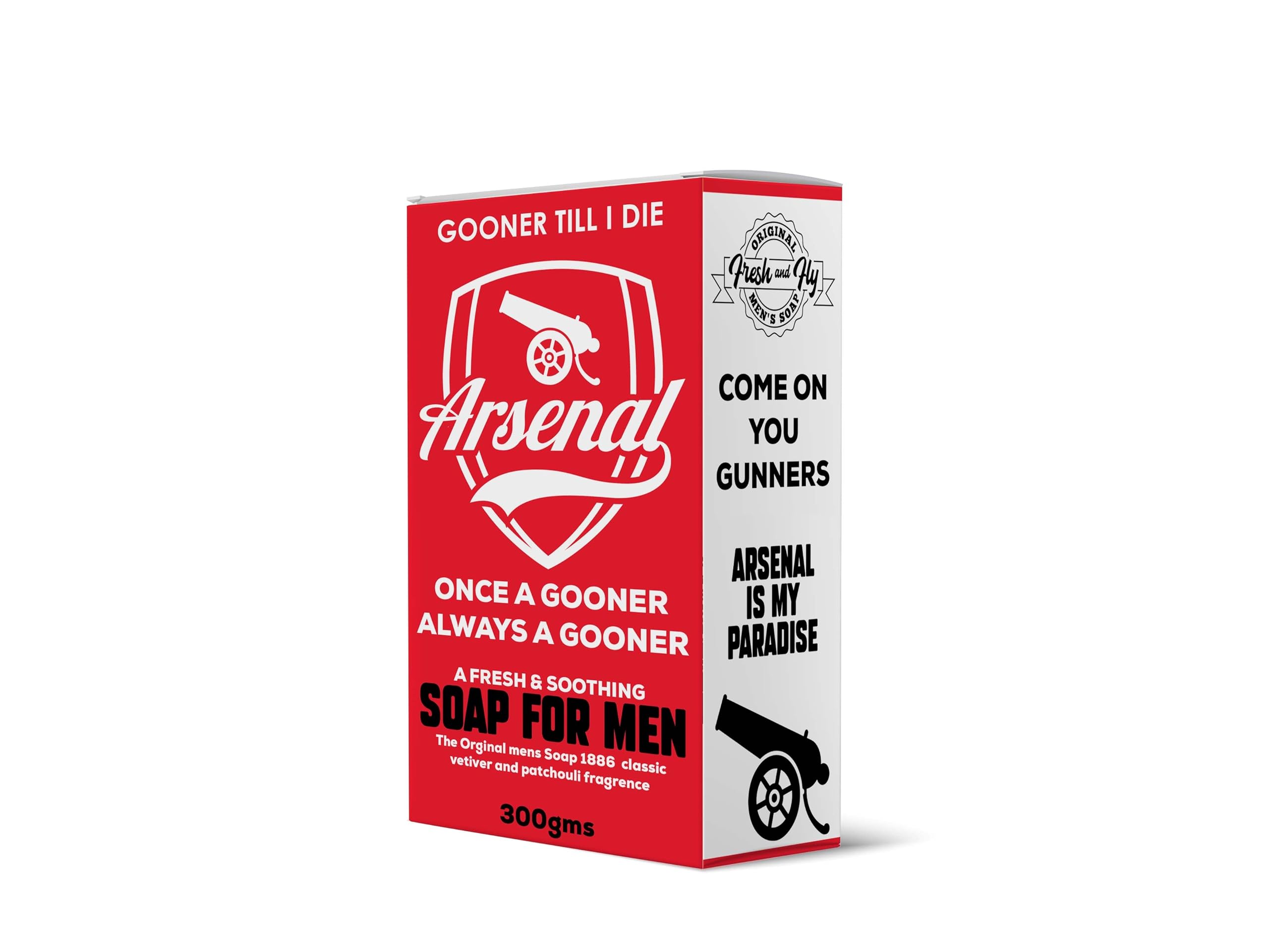 Fresh and Fly Arsenal FC Mens Soap (300g)- Ideal for Every Passionate Arsenal Supporter, Perfect as a Gift for Fans of the Arsenal Football Club.