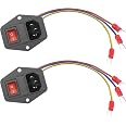 Module Prise IEC C14 Avec Interrupteur Et Fusible 10A - 2PCS - Câble 18 AWG 25cm
