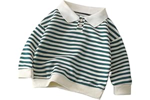 Kids Toddler Striped Polo Shirts Long Sleeve Lapel Collar Blouses T-Shirts Boys Girls Fall Winter Cotton Pullover Tops