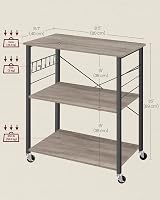 VASAGLE Kitchen Shelf on Wheels 3-Tier Serving Trolley 40x80x89 cm view 5
