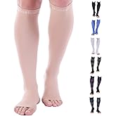 Doc Miller Open Toe Compression Socks for Men & Women, 30-40 mmHg Knee High Support, Toeless Design for Daily Leg Comfort, Breathable Nylon Spandex, 1 Pair