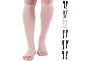 Doc Miller Open Toe Compression Socks, 30-40 mmHg, Toeless, Support Circulation, Medical Grade, Socks, Men & Women, Pair