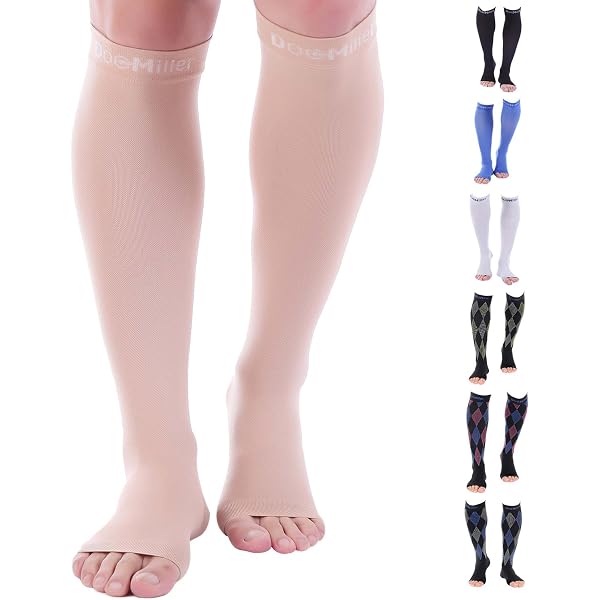 Duomed Advantage Compression Socks 30-40 MmHg, Calf High Open Toe – For Varicose Veins, Edema, Tired Legs