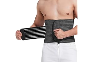 Reian Abdominal Binder for Men – Post-Surgery Support and Core Stability, Adjustable Compression Wrap (Black, Large)