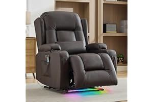 IPKIG Power Recliner Chair for Adults, Wall Hugger RV Recliners with LED Lights/USB Ports/Pillow/Side Pockets, Overstuffed El