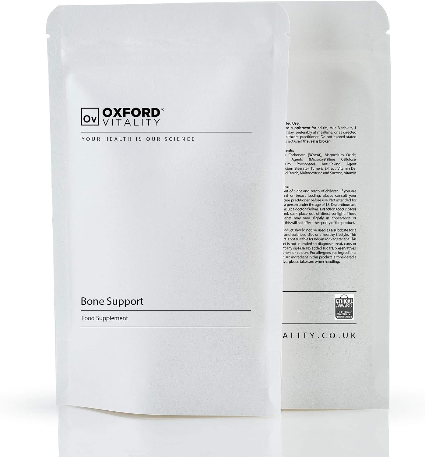 Oxford Vitality Magnesium, Calcium, Vitamin D3 4000IU + K2 MK-7 & Turmeric Tablets - Image 4
