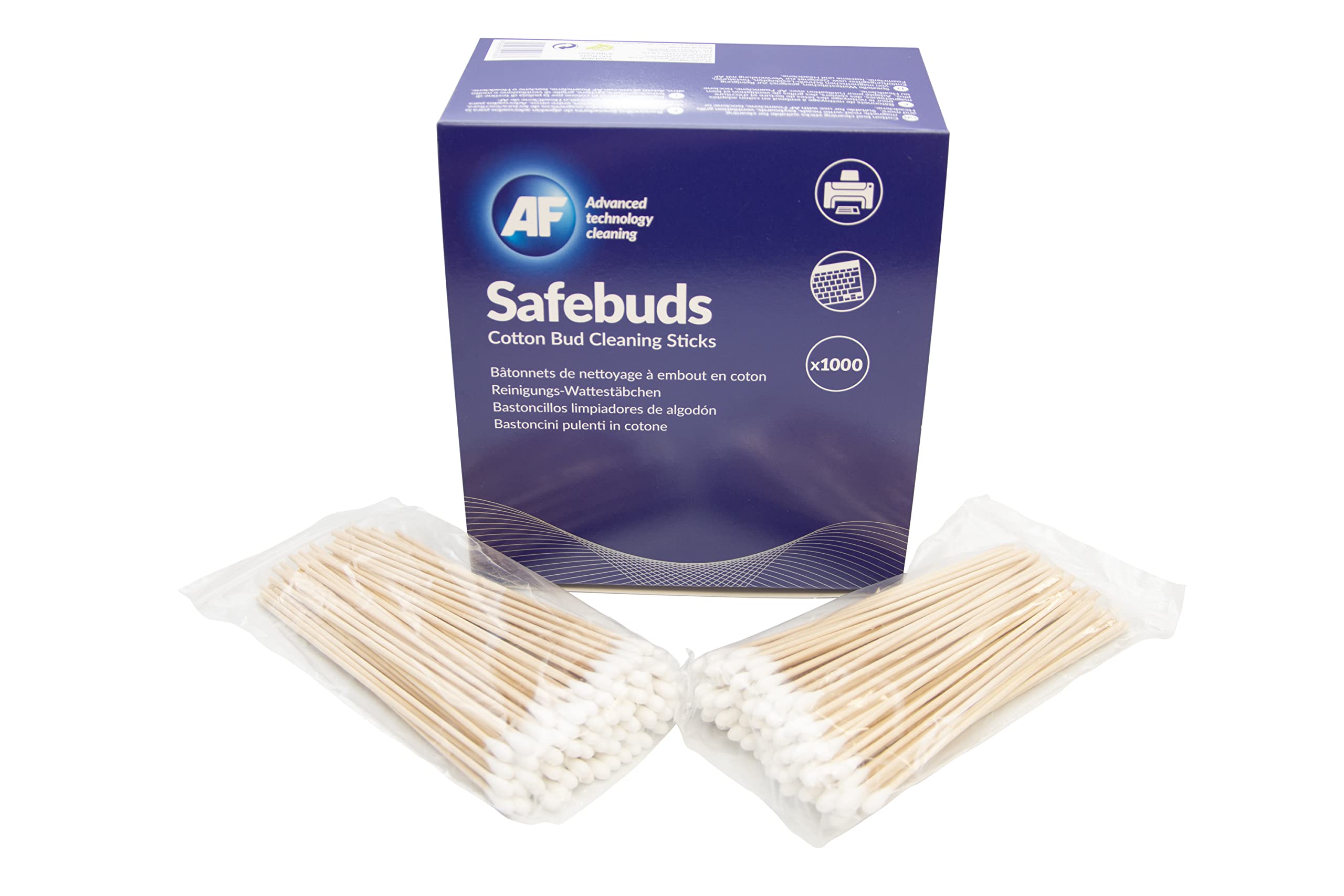 AF Safebuds - Cotton Bud Cleaning Stick - 10 x 100 Resealable Bags of Safebuds, SBU000