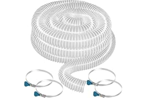 Oycevila 2 1/2" x 20' Flexible Clear PVC Dust Collection Hose - Puncture Resistant with Carbon Steel Wire Coil for Dust Collectors with 2 1/2" Ports