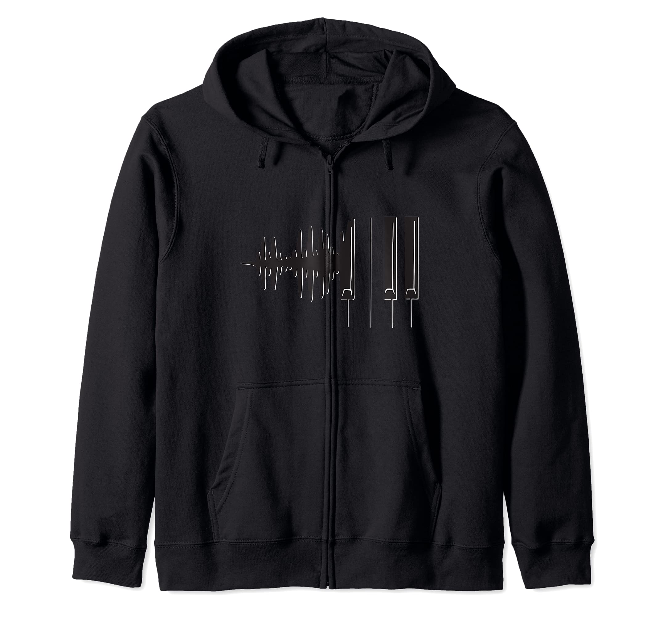 Sound Wave Heart Beat Piano Keys Keyboard Illustration Music Zip Hoodie