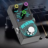 Mini Reverb Guitar Pedal, Verb Square Digital Reverb 9 Modes Room, Hall, Chorus, Duck, Plate, Studio, Echo, LOFI with True Bypass Aluminium Alloy Case 9V (Black-Reverb)