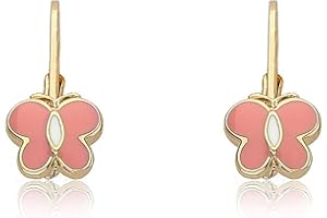 Little Miss Twin Stars Kids Earrings -14k Gold Plated Enamel Butterfly Earrings - Hypoallergenic and Nickel Free For Sensitive Ears