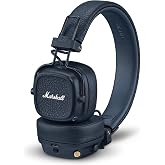 Marshall Major V Wireless On-Ear Bluetooth Headphones - Midnight Blue | 100+ Hr Playtime | Microphone for Calls | Lightweight Foldable Design for Travel | Detachable Audio Cable