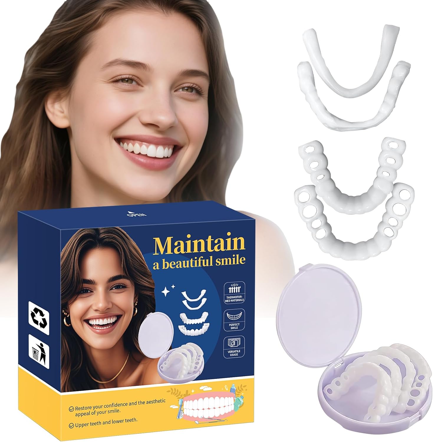 Photo 1 of Temporary Veneers Kit for Women and Men, Tooth Replacement Kit, Nature and Comfortable (1 Count (Pack of 1), Unflavored)-AAK03