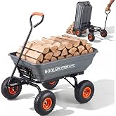 VEVOR Poly Garden Dump Cart 4 Cu.Ft. 600 lbs 4 Wheel Wheelbarrow Dump Wagon | For Orchard Farm, Adjustable Handle, Heavy Duty Yard Cart with 10 in All Terrain Wheels, Steel Frame &amp; Quick Release System