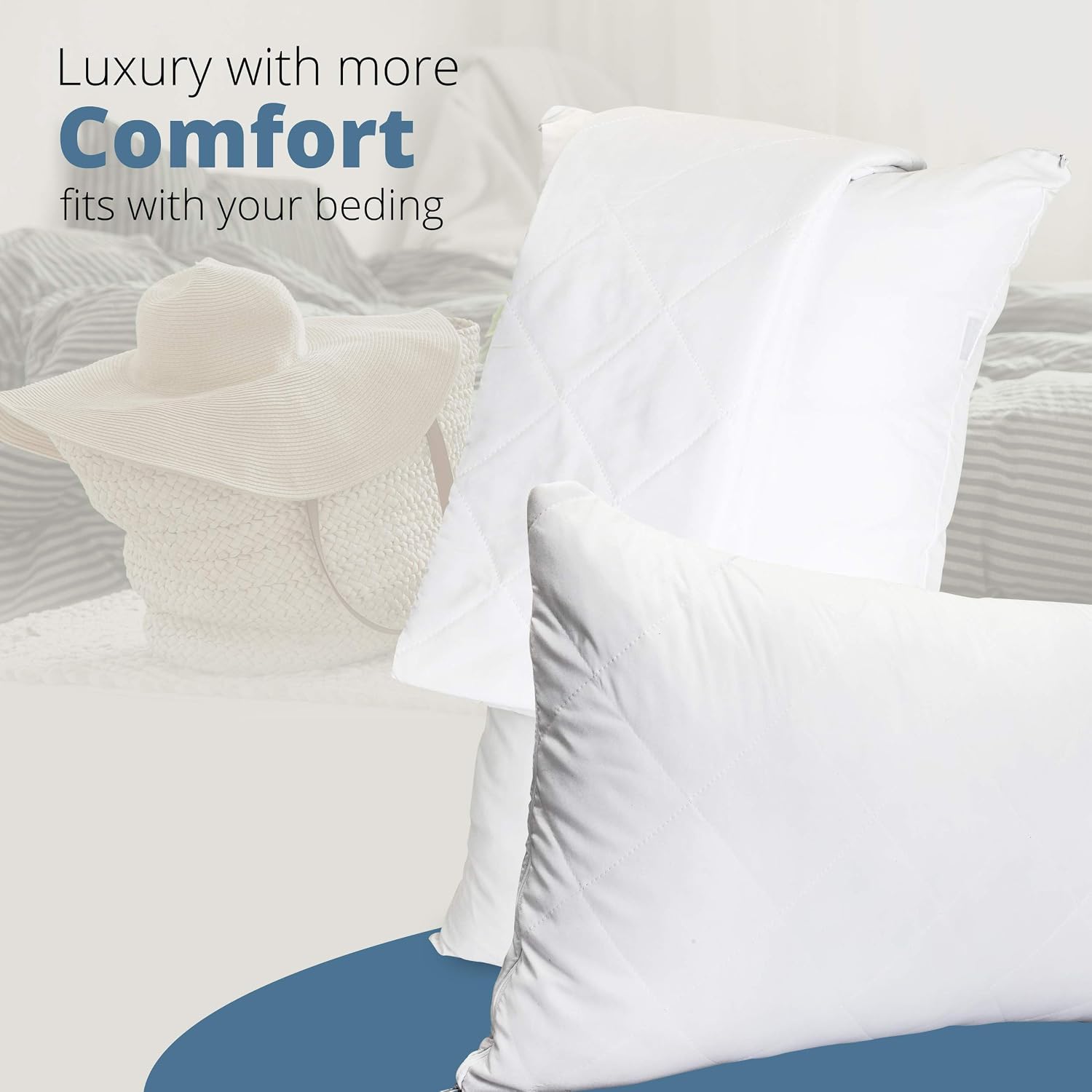 RED COMFORTS Pillow Protector 4 Pack Quilted Microfiber Covers - Ultra Soft and Breathable Zippered Enclosure 50x75cm – White - Image 5