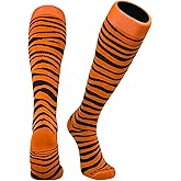 Mk Socks Tiger, Zebra, Cat Stripes Long Baseball, Football, Soccer Socks - Orange Black