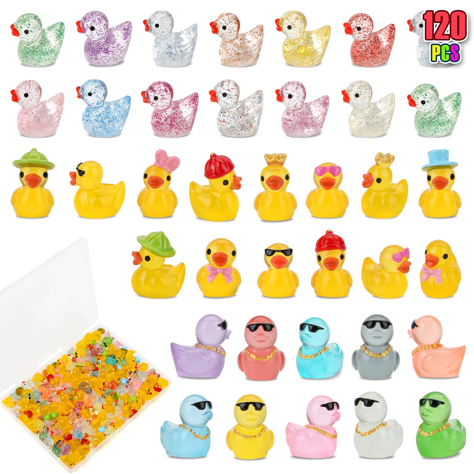 Photo 1 of 120 Pcs Mini Resin Ducks, Tiny Animals Figures to Hide Small Little Plastic Miniature Ducks Bulk for Dollhouse Decor Home Office Potted Fish Tank Aquarium Landscape Micro Fairy Garden Accessories