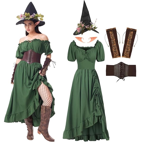 Amazon.com: 7 Pcs Halloween Medieval Renaissance Witch Dress for Women,  Victorian Vintage Gothic Cosplay Fairy Costumes(Navy,S) : Clothing, Shoes &  Jewelry