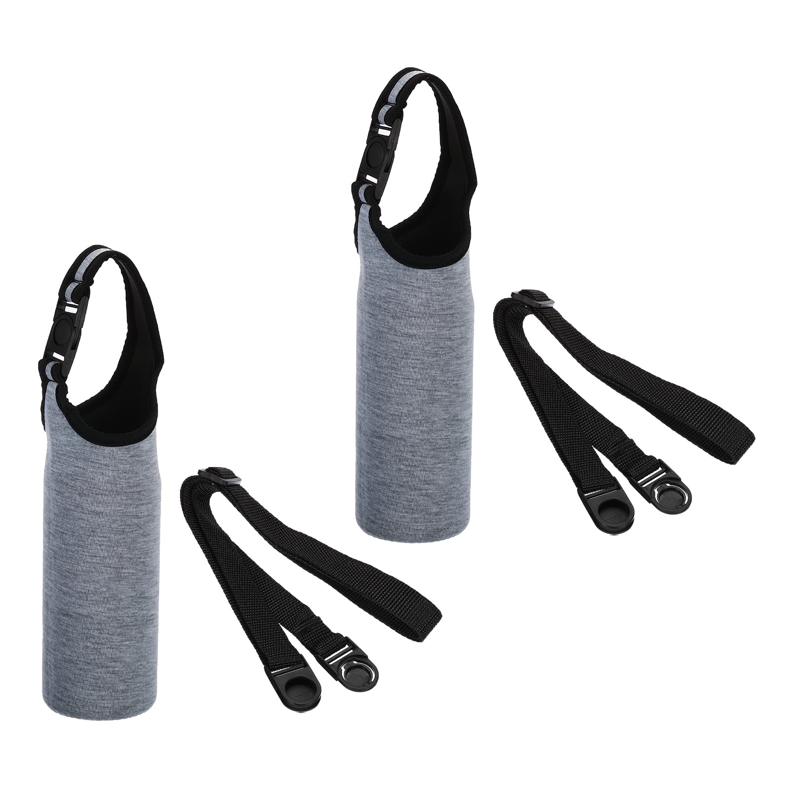 PATIKIL 67mmx185mm Water Bottle Sling Bag, 2 Pack Neoprene Portable Insulated Bottle Holder Carrier with Removable Adjustable Shoulder Strap, Gray