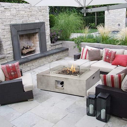 Peaktop Hf35708aa Uk Gas Fire Pit Light Grey Amazon Co Uk
