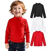 Witwot 3 Pack Toddler Boy Mock Turtleneck Shirts Baby Boys Long Sleeve T-Shirt Soft Cotton Thermal Undershirt Size 18M-5T
