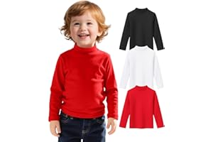 Witwot 3 Pack Toddler Boy Turtleneck Shirts Baby Boys Long Sleeve T-Shirt Soft Cotton Thermal Undershirt Size 18M-5T