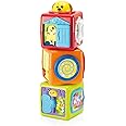 Bambiya Activity Cubes & Stacking Toy Blocks Set of 3 - Baby Blocks for Toddlers w/Animal Theme - Gross & Fine Motor Skills: Slide, Spin, Wiggle, Turn, Stack - Educational 3 Month Old Toys for Babies