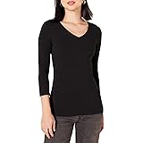 Amazon Essentials Women's Classic-Fit 3/4 Sleeve V-Neck T-Shirt (Available in Plus Size), Multipacks