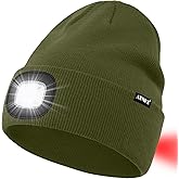 ATNKE LED Lighted Beanie Hat,USB Rechargeable 8 LED Red Glow Flashing Alarm Running Headlamp Cap Gifts for Men and Women