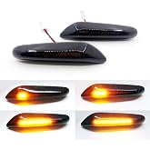 Xinctai Dynamic LED Side Marker Light Compatible with BMW E90 E91 E92 E93 | E60 E61 E81 E82 E88 E46 E83 E84 1/3/5/X3/X1 Series Sequential Amber Blinker Turn Signal Lamp, Smoked Lens