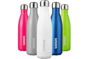 BJPKPK Insulated Water Bottles -17oz/500ml -Stainless Steel Water bottles, Sports water bottles Keep cold for 24 Hours and hot for 12 Hours,BPA Free water bottle,White
