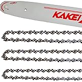 KAKEI 18 Inch Chainsaw Bar& Chain Combo - 3/8" LP Pitch, .050" Gauge, 62 Drive Links Fits Poulan, Kobalt, Echo, Ego, Greenworks& More (3 Chains+ 1 Bar)