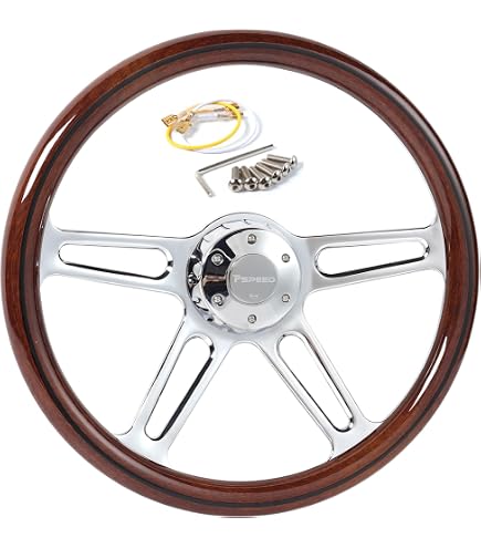 18 Inch 3-Spoke Wood Steering Wheel For Freightliner, Kenworth, Peterbilt, Volvo-542982