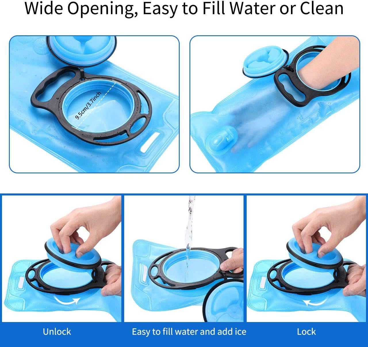 Hydration Bladder, 2 Liter Water Bladder Leakproof Water Reservoir Hydration Pack Replacement with Auto Shut-Off Valve for Running Hiking Riding Camping Cycling Fit Most Hydration Pack (Sky Blue) : Sports & Outdoors