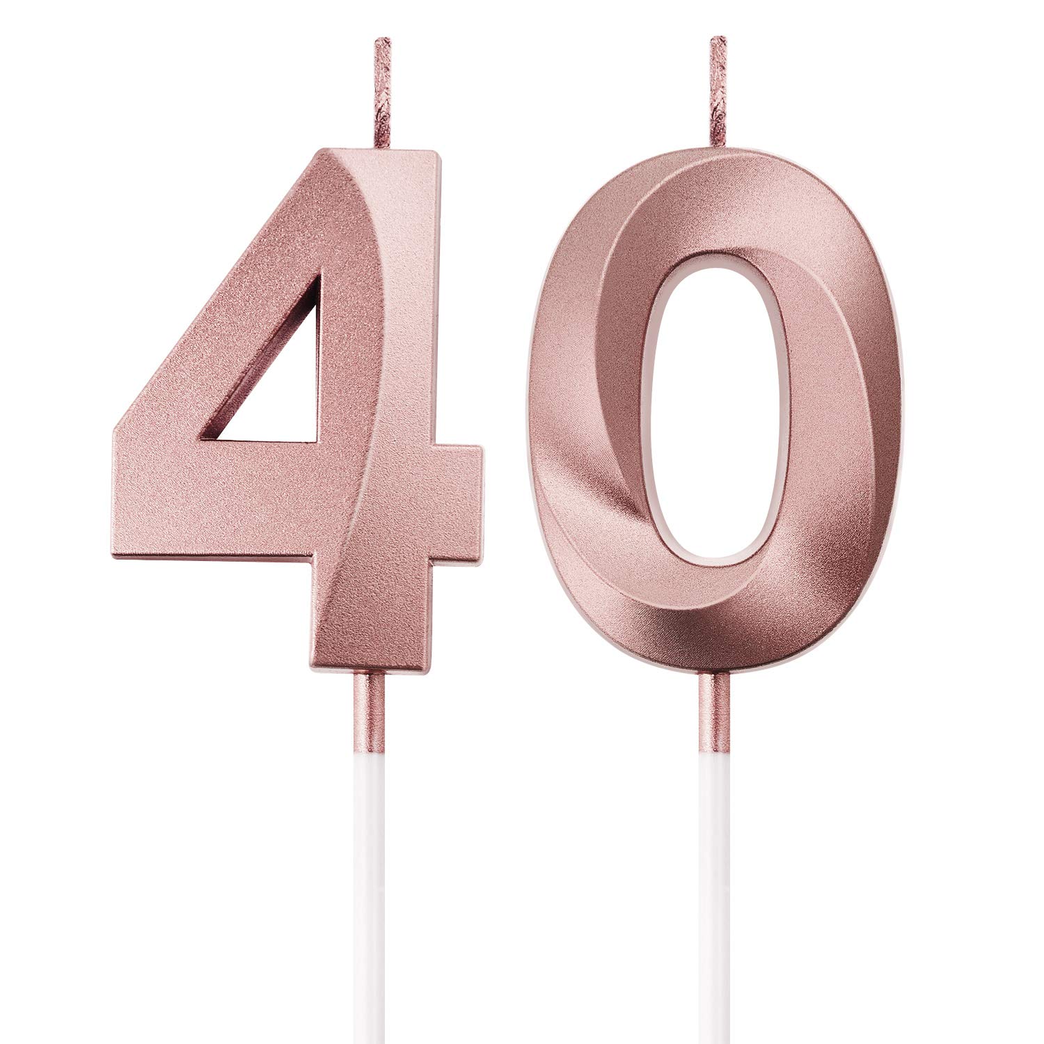 BBTO 40th Birthday Candles Cake Numeral Candles Happy Birthday Cake Topper Decoration for Party Wedding Anniversary Celebration Supplies (Rose Gold)