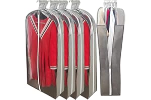 Dress Bags for Gowns Long with 6.3" Gusset, 50" Clear Dust Proof Garment Bags for Hanging Clothes, Dresses Covers and Side Zi