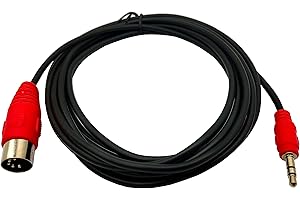 MTUERANC 5Pin DIN Cable, DIN 5Pin MIDI Male to 3.5mm TRS Male Stereo Plug Audio Connection Cable for Sound Card Keyboard Piano Drum Recording, Red (3M/10Feet)