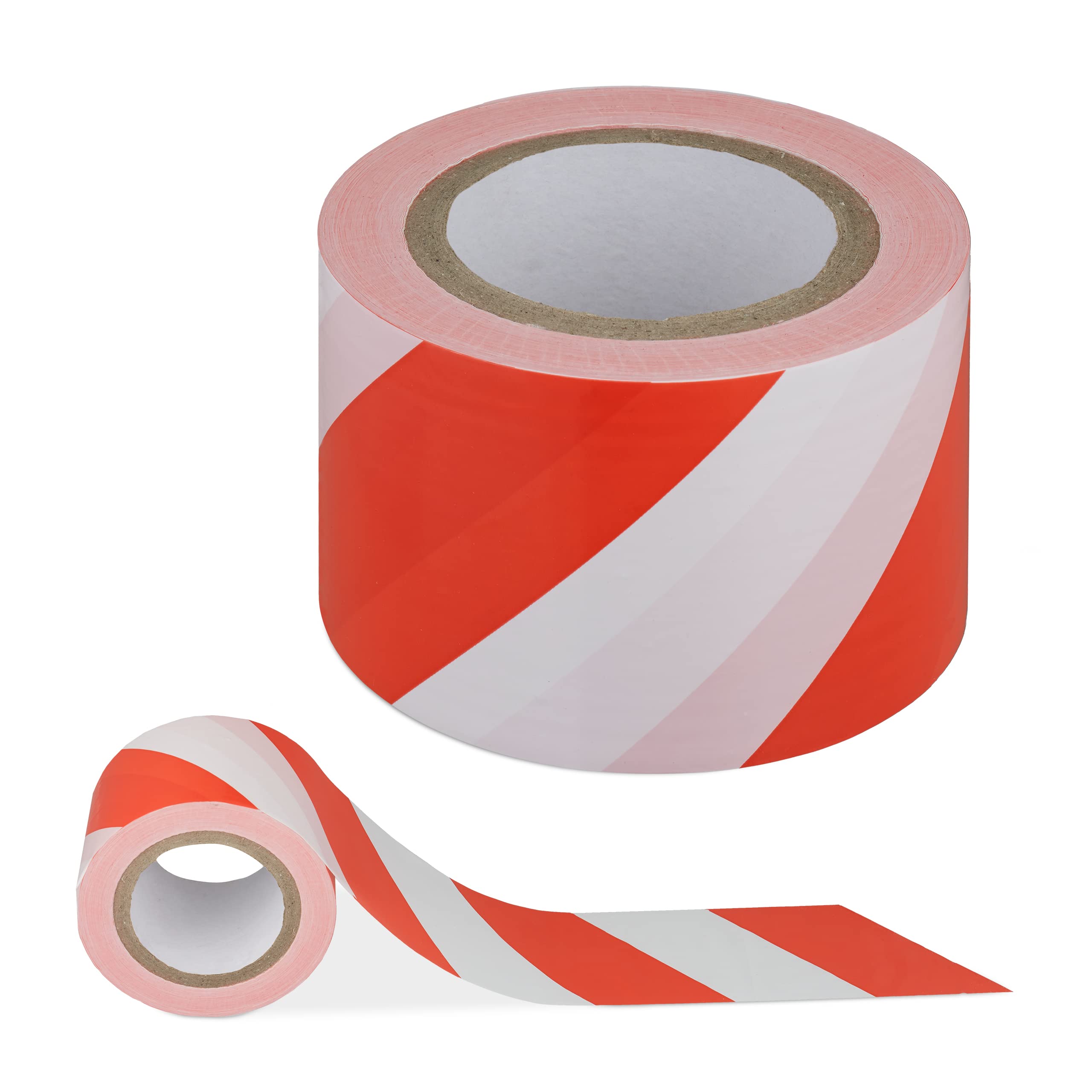 Relaxdays Barrier Tape, Tear-Resistant, Non-Adhesive, Safety Accessory for Marking Hazards, PE, 80mm x 2200m, Red/White