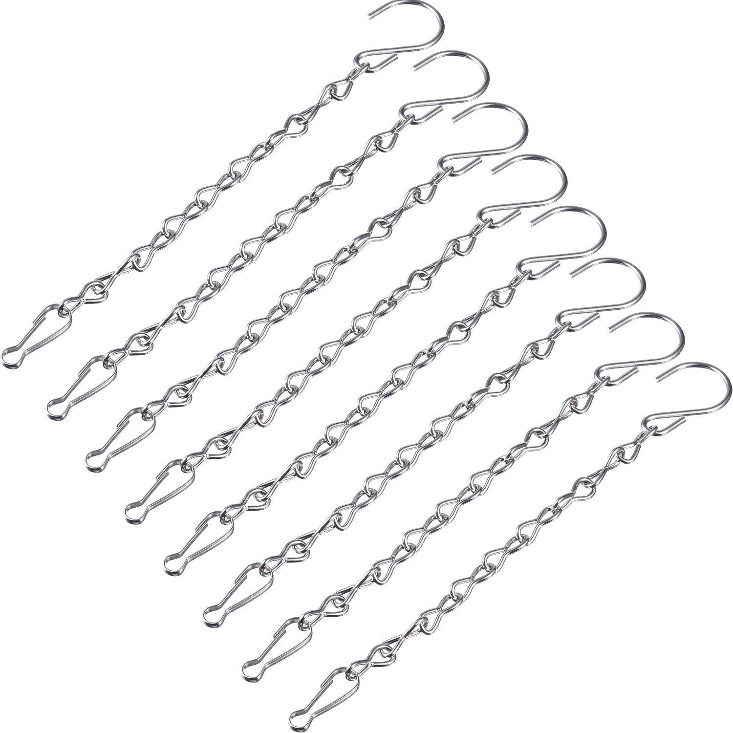 eBoot 8 Pack 9.5 inches Hanging Chains for Bird Feeders, Billboards, Chalkboards, Planters and Decorative Ornaments (Silver)