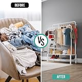 Klass Home Collection Heavy Duty Clothes Rail 120KG White Metal Rack double view 4