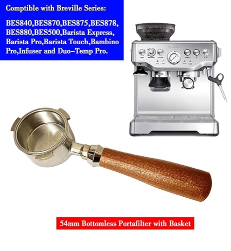 BRHYNOAH 54mm Bottomless Portafilter Stainless Steel Espresso