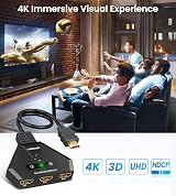 VWRHar 4K HDMI Switch 3-Port Splitter with 50cm Cable 18Gbps HDR 3D view 5