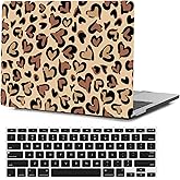 FFBOFFC Laptop Hardshell Compatible with MacBook 12 Inch Case Cover with Retina Display 2017 2016 2015 Release Model A1534, Plastic Hard Cover Shell Case and Keyboard Skin, Heart Leopard
