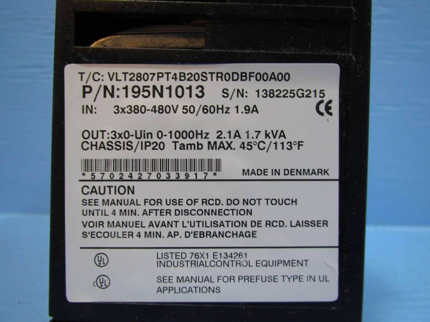 Danfoss VLT-2800 Drive 2 HP AC VS Drive 174G1045 480VAC 50/60Hz Type 1  enclosure: Amazon.com: Industrial & Scientific