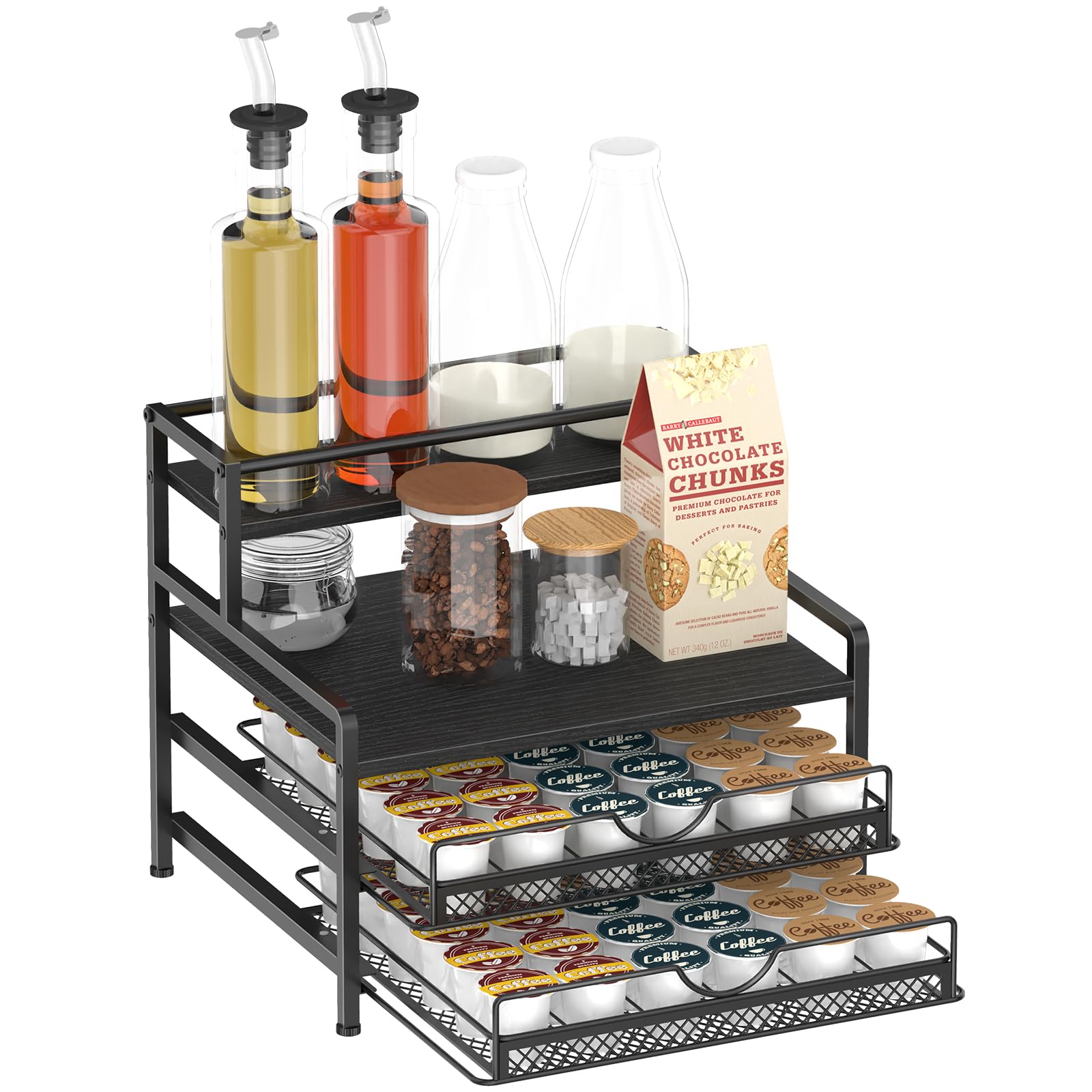 Photo 1 of (used) OGEMXU Coffee Bar Organizer, Coffee Pod Organizer,3 Tier Coffee Syrup Rack Organizer,72 K Cup Storage for Counter Storing K Cup