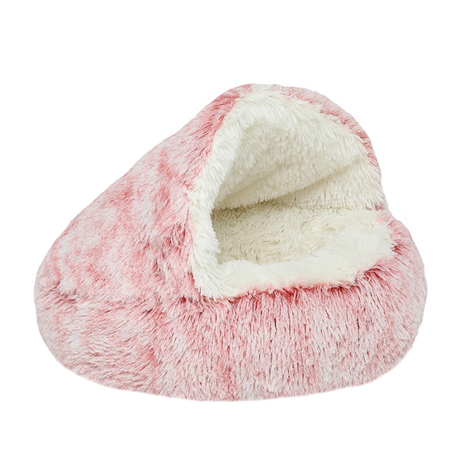 SUOXU Cats Pet Cave Bed for Indoor Cats Under 8kg,Warm Cosy Soft Plush Dog Cat Bed,Non-Slip Bottom Cat Dog Sleeping (Pink-53cm)