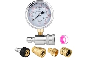 Gyfent Pressure Washer Gauge, 0-6000PSI, 3/8" Connect, with Adapter Set, M22 Swivel to 3/8'' Quick Connect, Disconnect Kit, 3/4" to Quick Release
