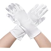 Sumind Short Opera Satin Gloves Women Bridal Wedding Banquet Evening Dress Gloves for Tea Party 1920s Flapper Accessories(Large,White)